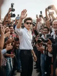Celebrity boy among people - copy paste viral AI prompt