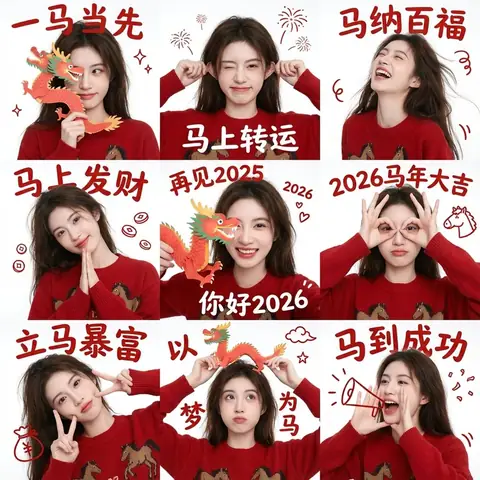 Chinese New Year Greeting Grid - copy paste viral AI prompt