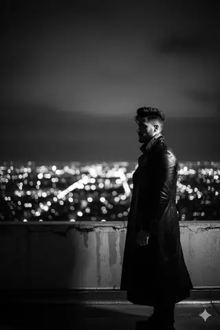 City Rooftop Male Portrait - copy paste viral AI prompt