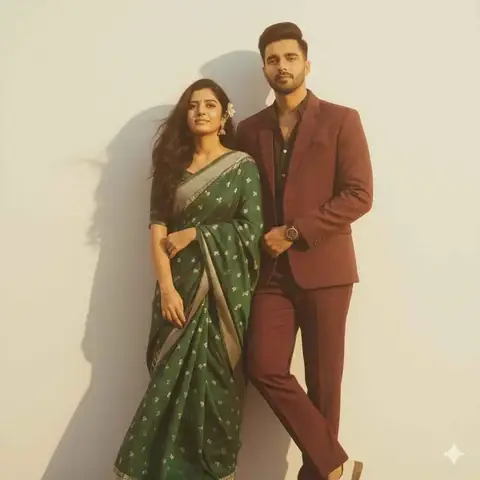 Couple in saree and suit - copy paste viral AI prompt