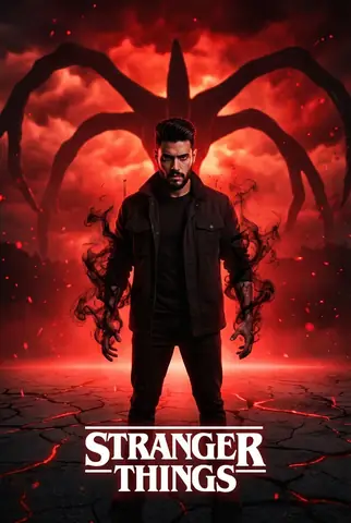 Dark Hero Portrait Stranger Things - copy paste viral AI prompt
