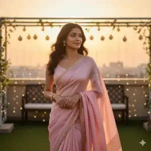 emini ai aesthetic indian girl sunset rooftop portrait - copy paste viral AI prompt