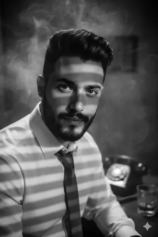Film Noir Office Portrait - copy paste viral AI prompt