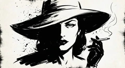 Ink Noir Expressive Portrait | Black Ink Splatter Illustration Art - copy paste viral AI prompt