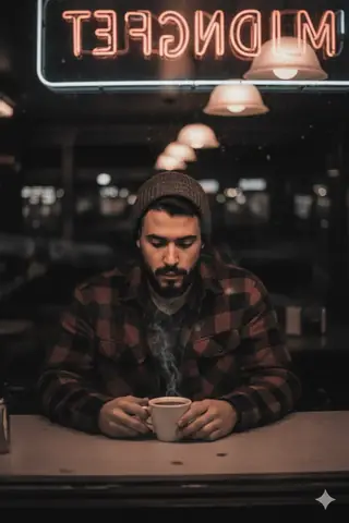 Lonely Diner Man Portrait - copy paste viral AI prompt