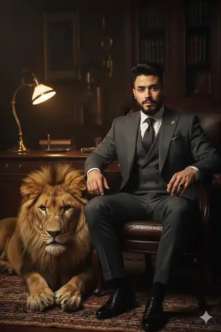 Mafia Boss Dark Study Portrait - copy paste viral AI prompt