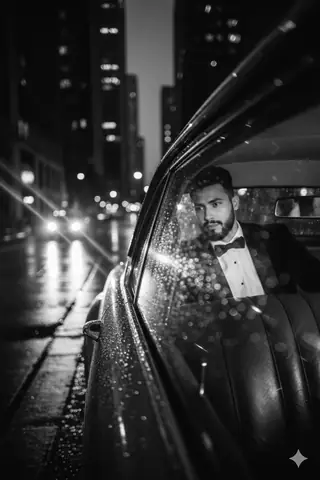 Moody City Night Portrait - copy paste viral AI prompt