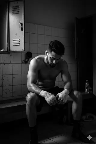 Muscular Male Locker Room Portrait - copy paste viral AI prompt