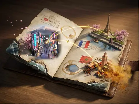 Passport Portal 3D Scene | Visa Stamp Destinations Erupting - copy paste viral AI prompt