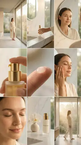 Skincare Editorial Collage | Bathroom Routine Photography - copy paste viral AI prompt