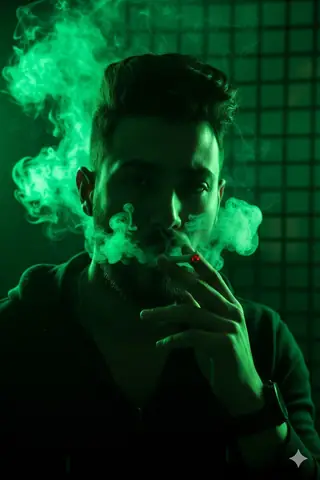 Smoker Portrait Dark Background - copy paste viral AI prompt