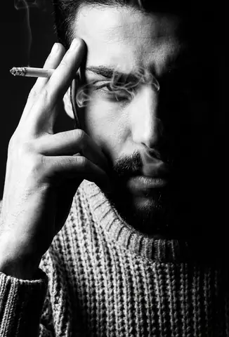 Smoking Man Deep Thought Portrait - copy paste viral AI prompt