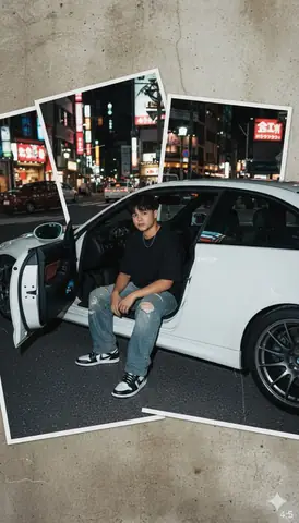 Tokyo Grunge Car Portrait - copy paste viral AI prompt