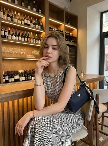 Wine Bar Elegance | Polka Dot Dress with Prada Bag - copy paste viral AI prompt