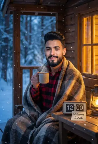 Winter Cabin Portrait Scene - copy paste viral AI prompt