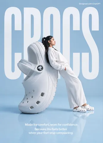 Surrealist Crocs Advertising Poster - ChatGPT copy paste AI prompt example for fashion, chatgpt