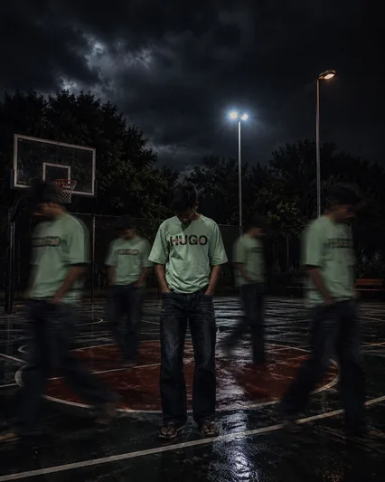 Moody Teenage Boy Streetwear Photoshoot - AI copy paste AI prompt example for dark, fashion