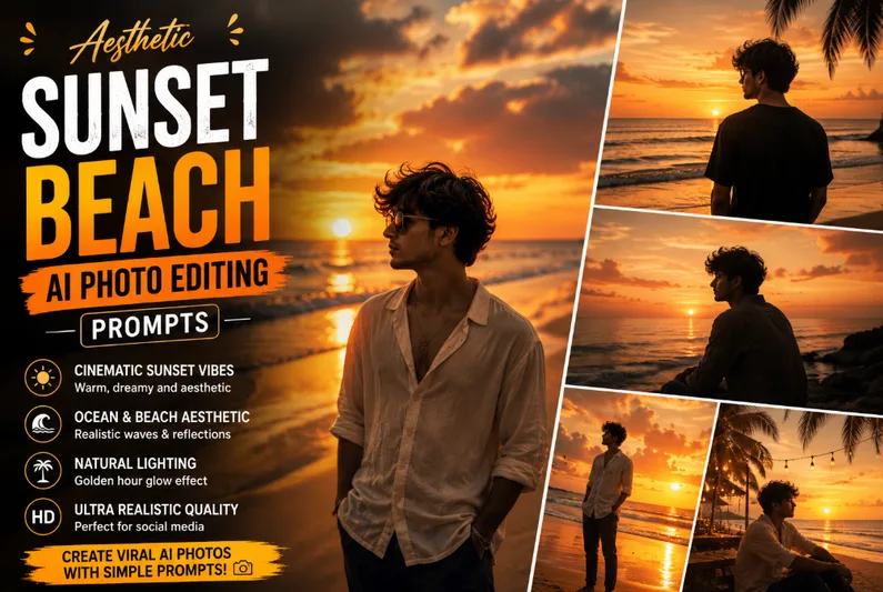 Best Sunset Beach AI Prompt - copy paste on Gemini AI
