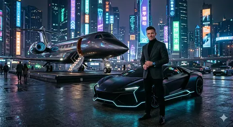 Cyberpunk Billionaire Lifestyle - copy paste on Gemini AI