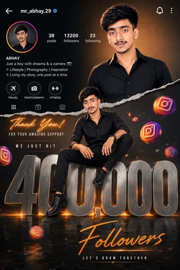 Instagram 40K Followers Celebration Poster 40,300 Followers Milestone Instagram Design - copy paste on Gemini AI