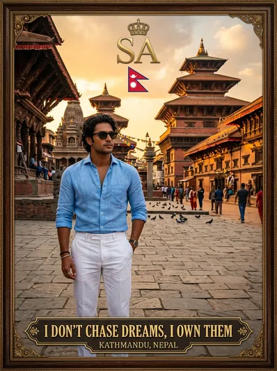 Vintage Royal Kathmandu Luxury Travel Poster & Portrait AI Prompt for Gemini
