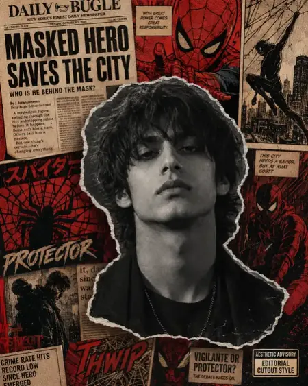 Cool Spiderman Poster Generator - copy paste viral AI photo prompt preview for Google Gemini and Bing Image Creator