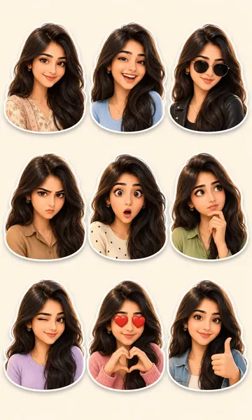 Pixar Style 3D Character Sticker Set Creator - copy paste viral AI photo prompt preview for Google Gemini and Bing Image Creator