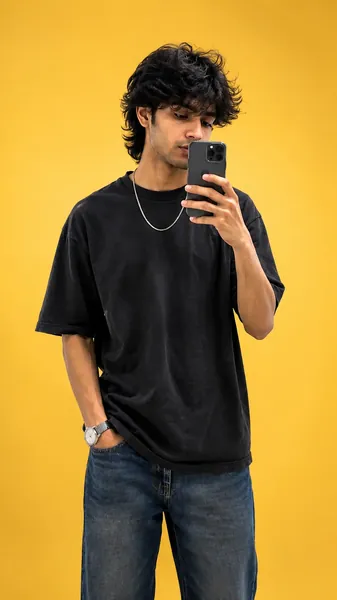 Yellow Background With Aesthetic Color Grading - copy paste viral AI photo prompt preview for Google Gemini and Bing Image Creator