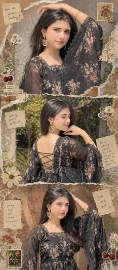 Young Woman in Floral Kurti Collage - AI copy paste AI prompt example for portrait, aesthetic