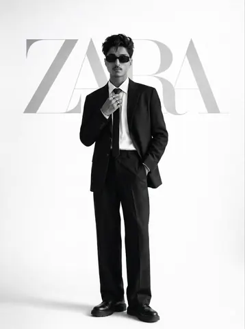 ZARA Style Studio Photoshoot in Black and White - Gemini copy paste AI prompt example for black-and-white, fashion