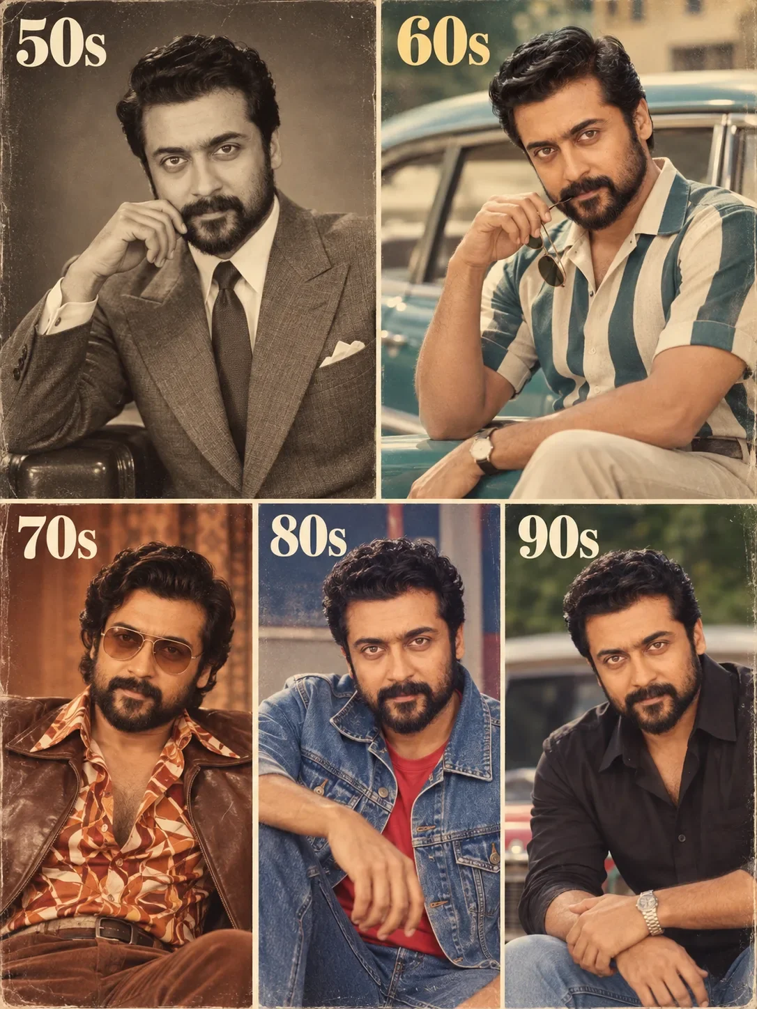 Timeposter: decade-themed portraits (50s–90s) preview example result