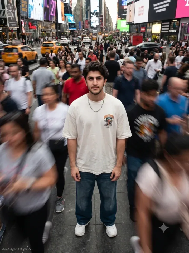 Times Square Motion Crowd AI Photo Prompt preview example result