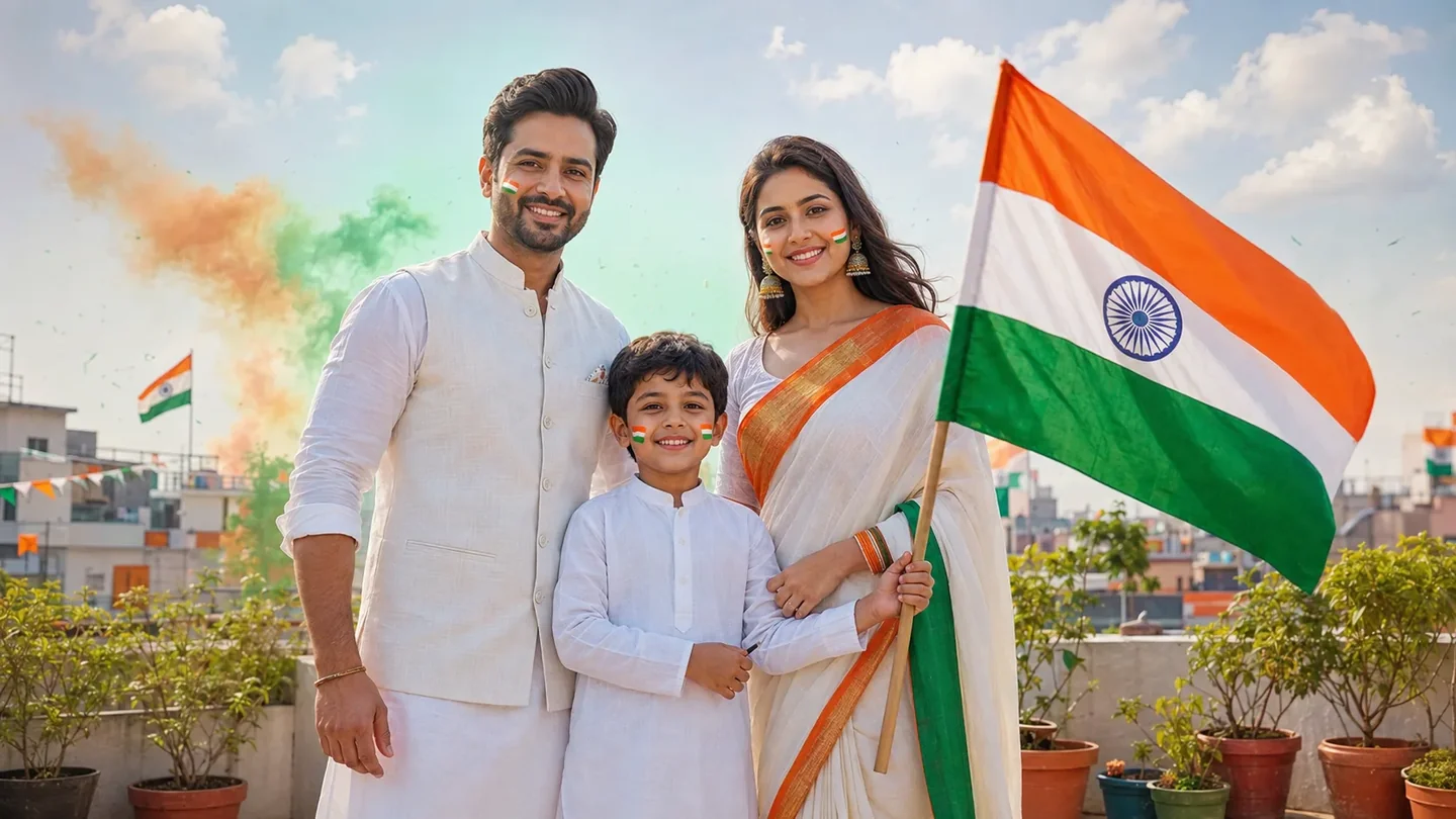 Tiranga Family Photo AI Photo Prompt preview example result