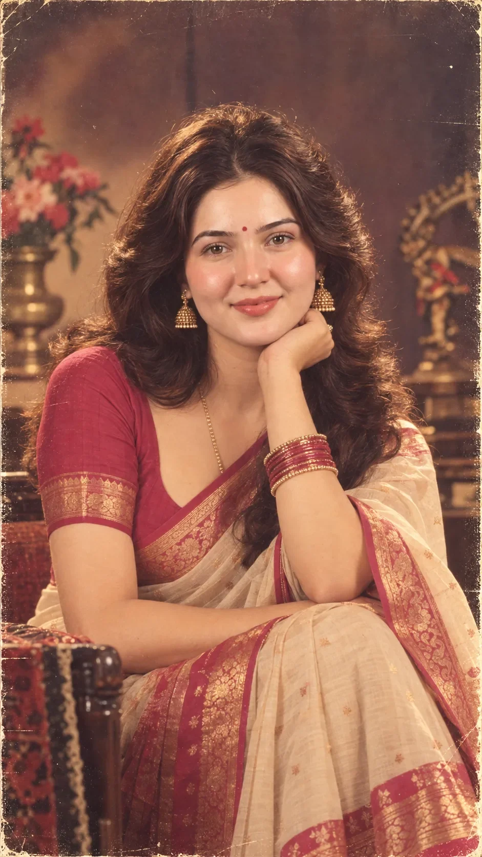 Traditional Silk Saree Heritage Temple Aesthetic AI Photo Prompt preview example result