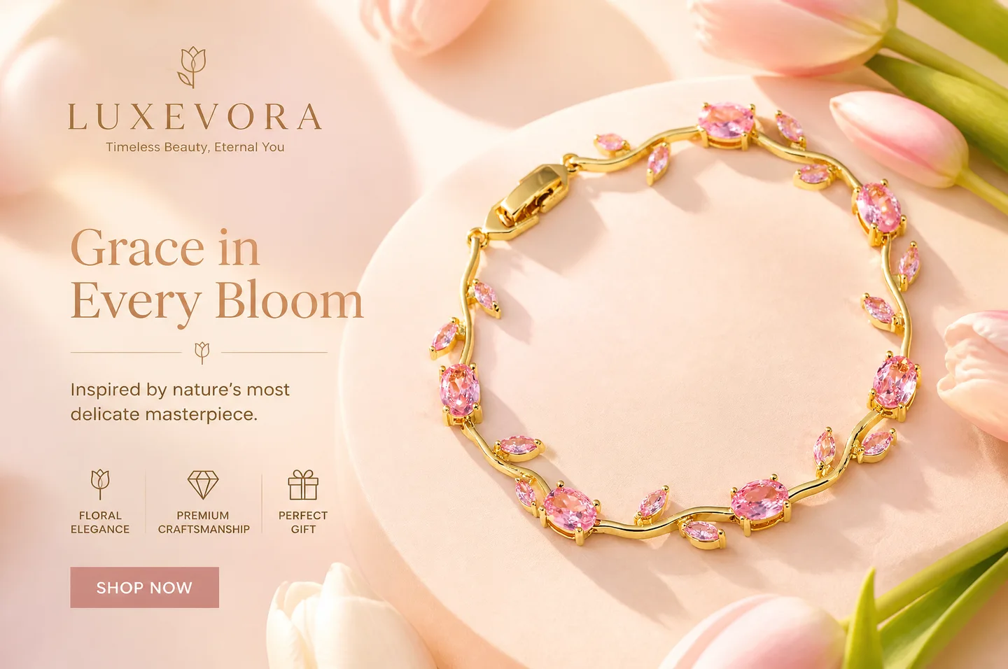 Tulip Bracelet Advertisement AI Photo Prompt generated preview
