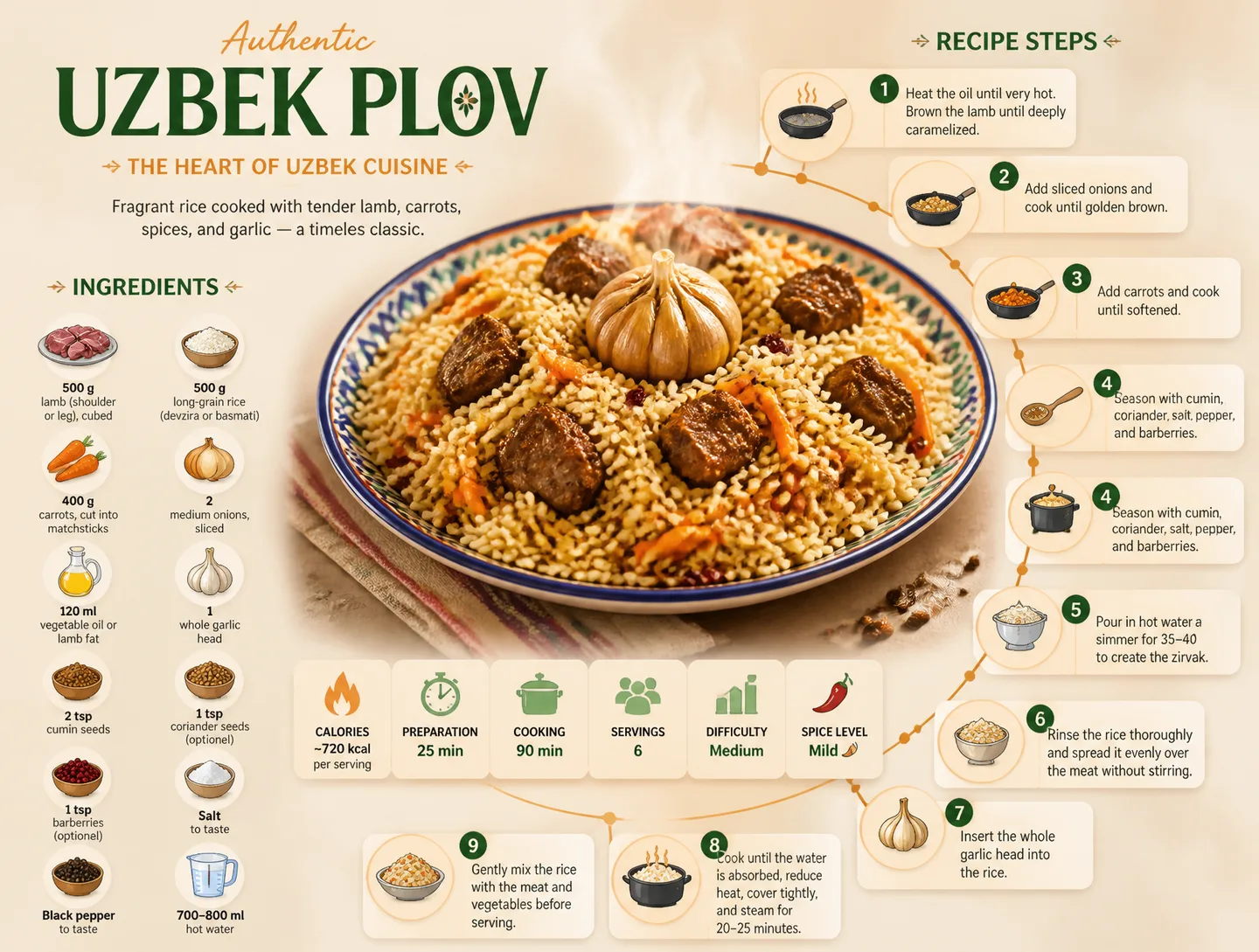 # Ultra-Clean Modern Recipe Infographic Uzbek AI Photo Prompt generated preview