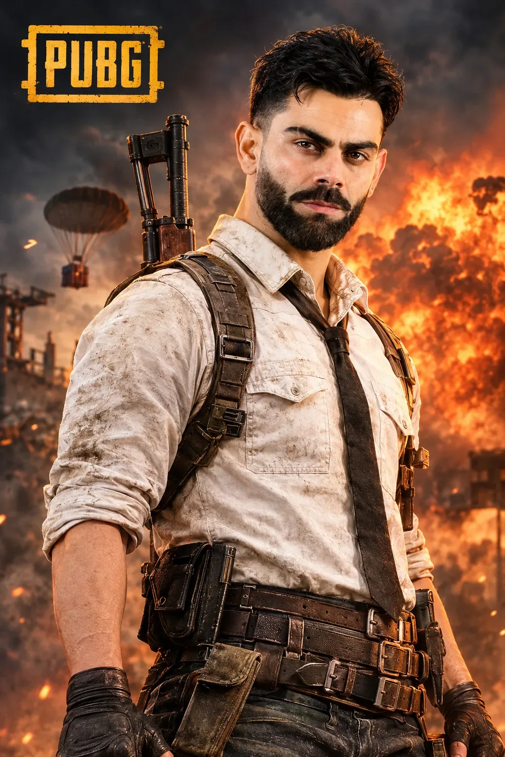 Ultra-hd PUBG Tactical Character Cinematic Turned-head Portrait AI Photo Prompt preview example result