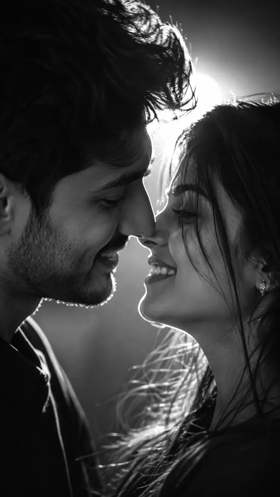 Ultra Realistic Black And White Cinematic Portrait Of A Young Couple AI Photo Prompt preview example result