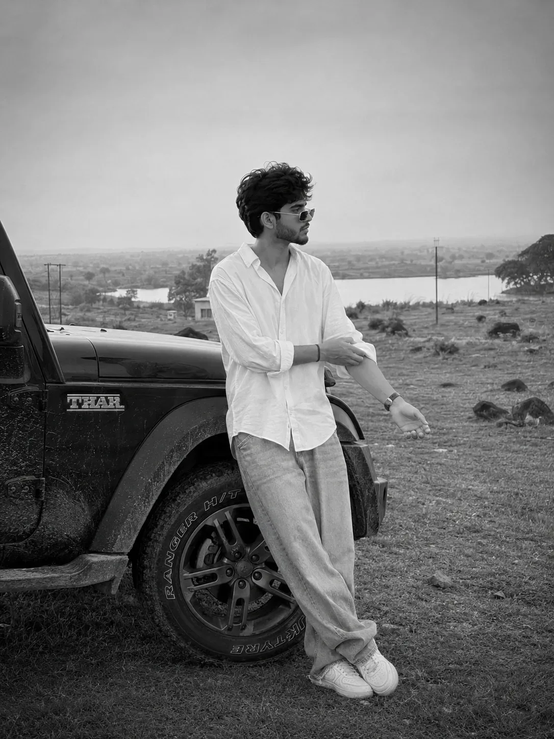 Ultra Realistic Black And White Portrait Of A Young Man AI Photo Prompt preview example result