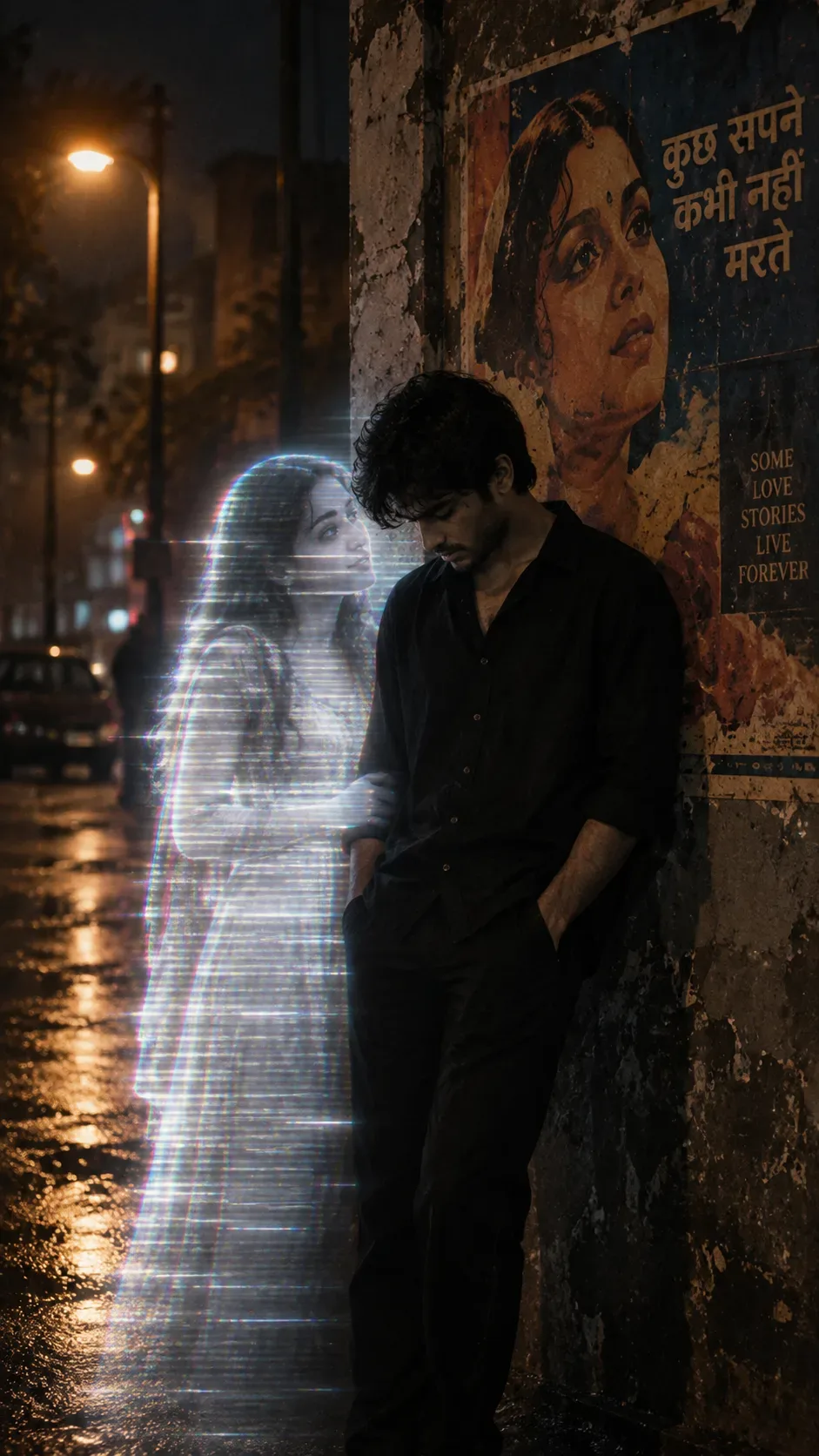 Ultra Realistic Cinematic Dark Night Time Portrait Of A Young Man AI Photo Prompt preview example result