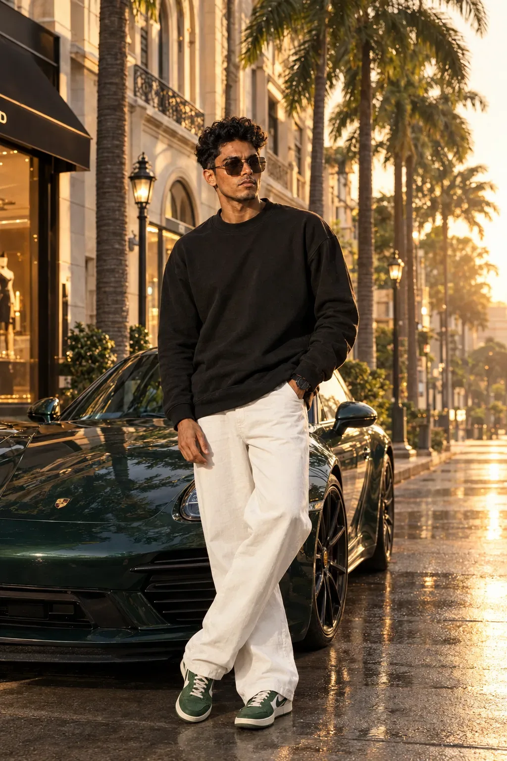 Ultra Realistic Cinematic Full Body Fashion Potrait Of A Confident Young Man AI Photo Prompt preview example result