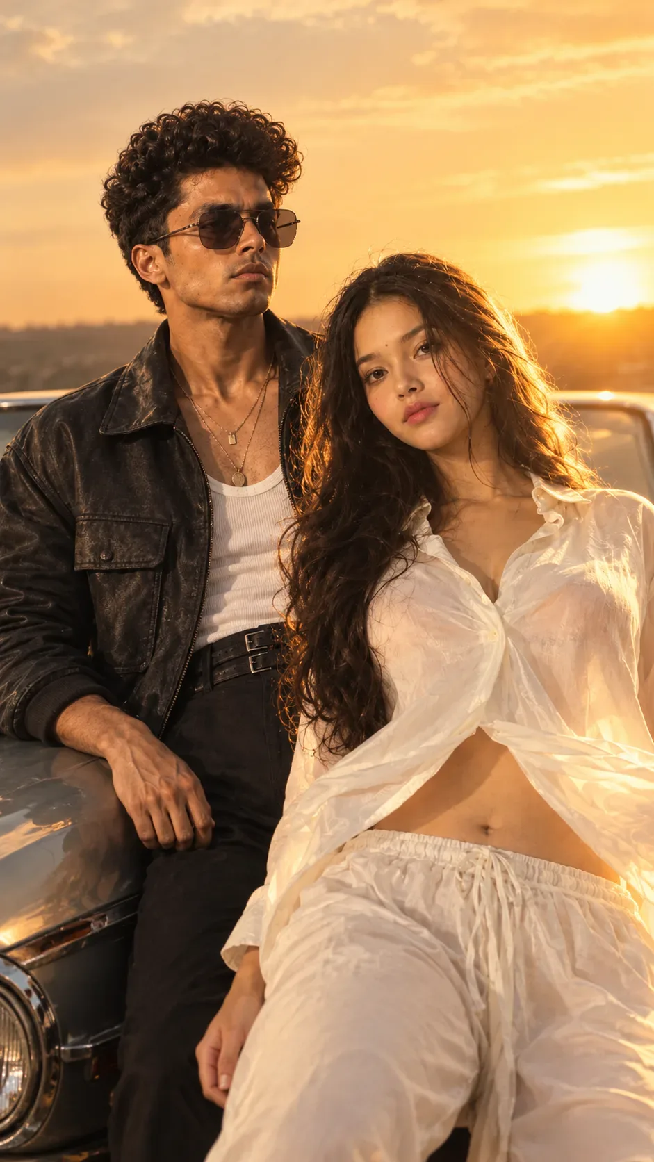 Ultra Realistic Cinematic Golden Hour Couple Portrait AI Photo Prompt preview example result