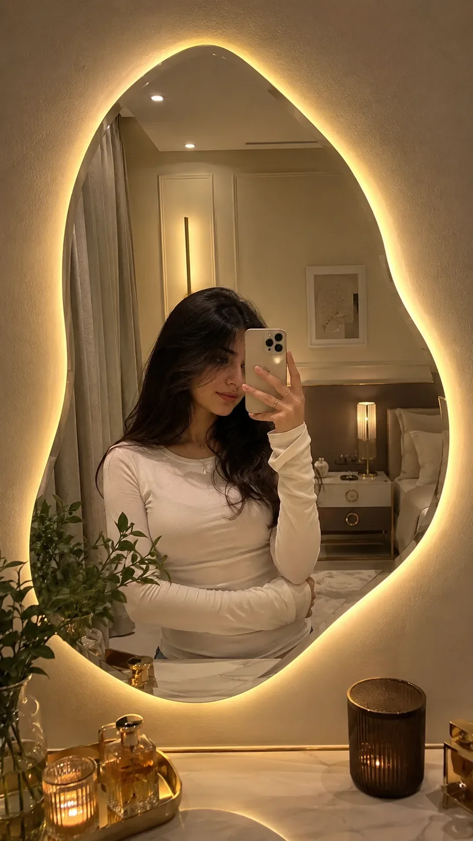 Ultra realistic cinematic mirror reflections AI Photo Prompt preview example result