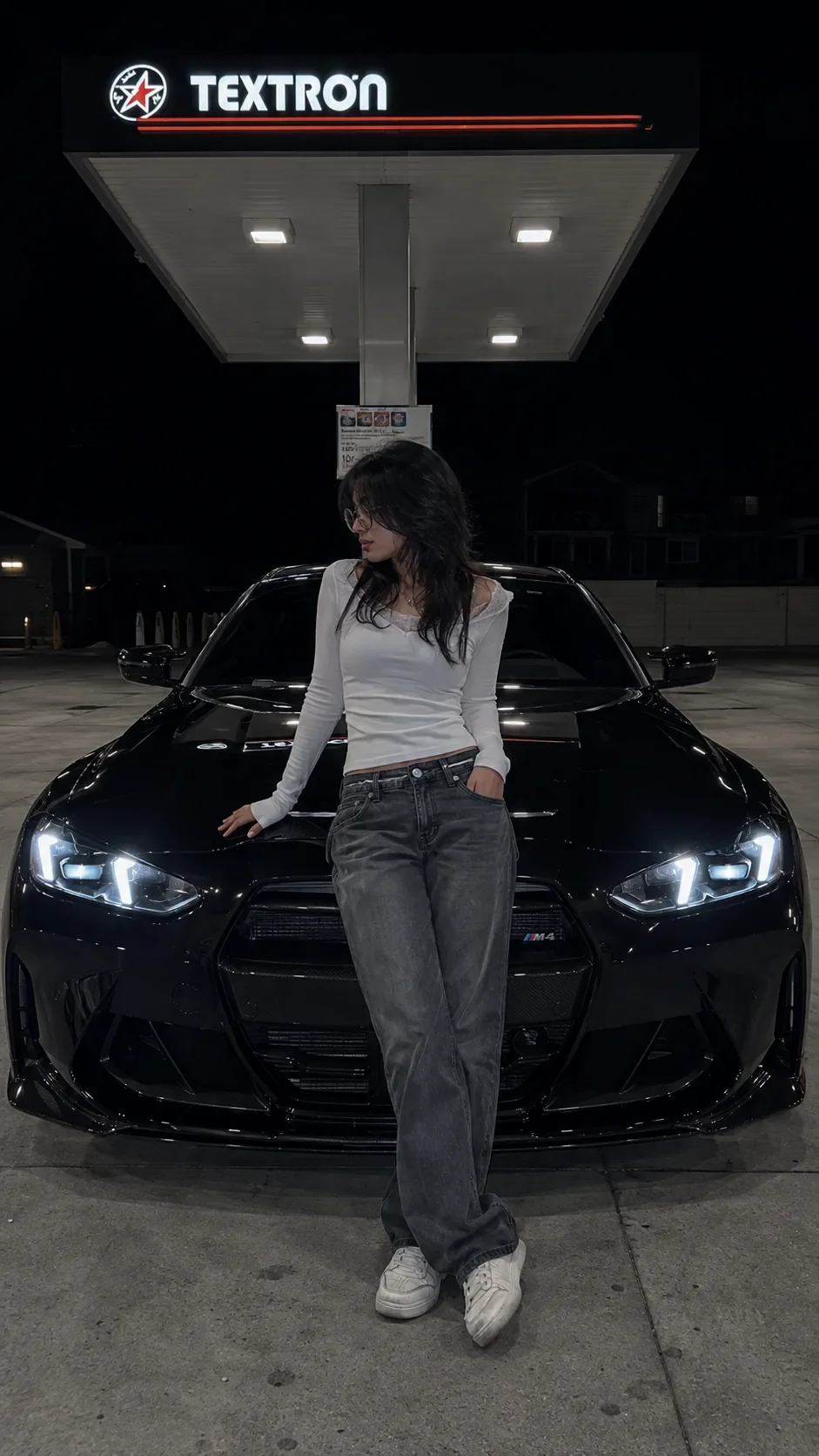 Ultra realistic cinematic night shot / car lover girls AI Photo Prompt preview example result