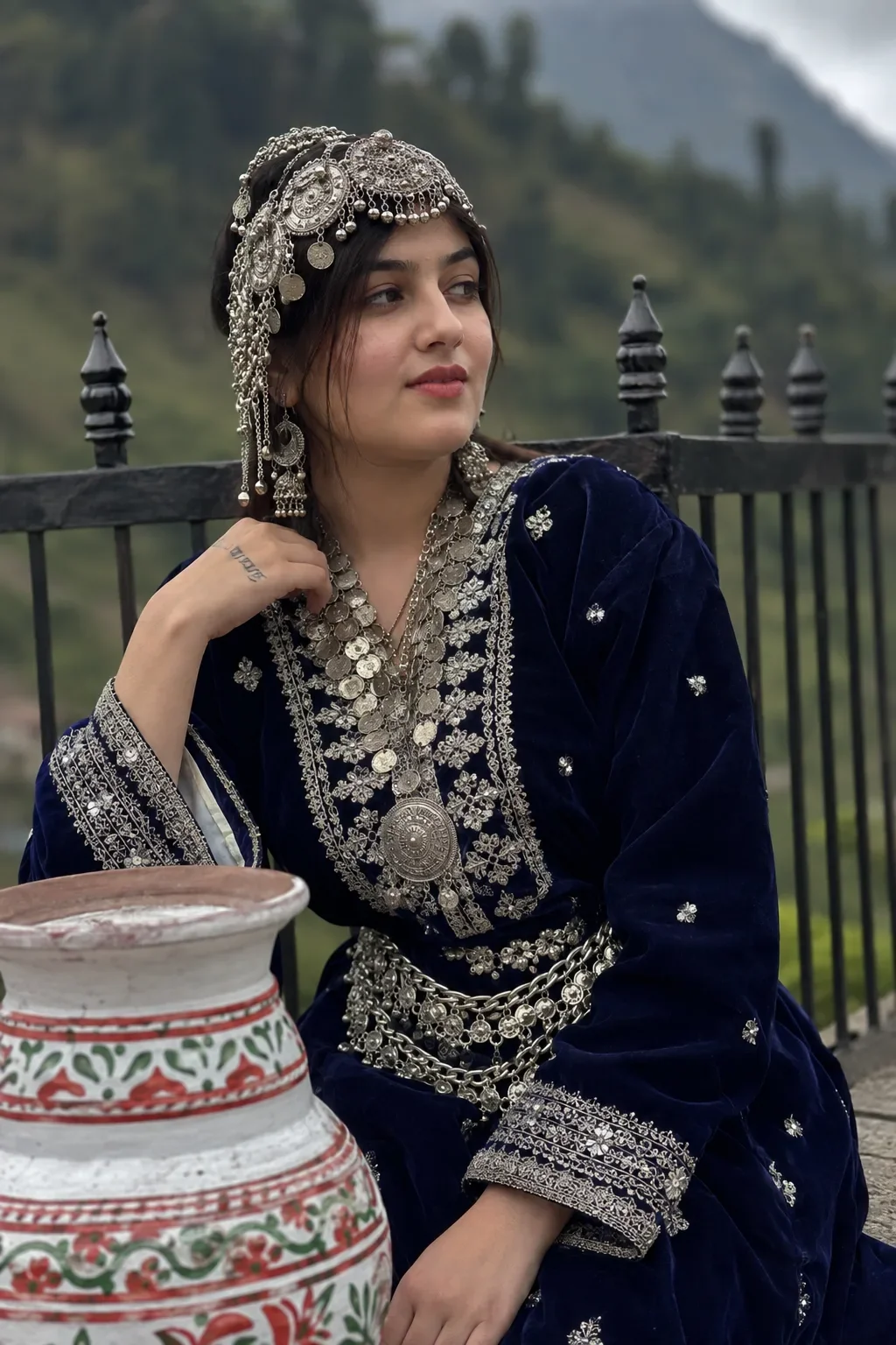Ultra Realistic Cinematic Portrait Of A Young South Asian Woman In A Traditional Himachali Attire AI Photo Prompt preview example result