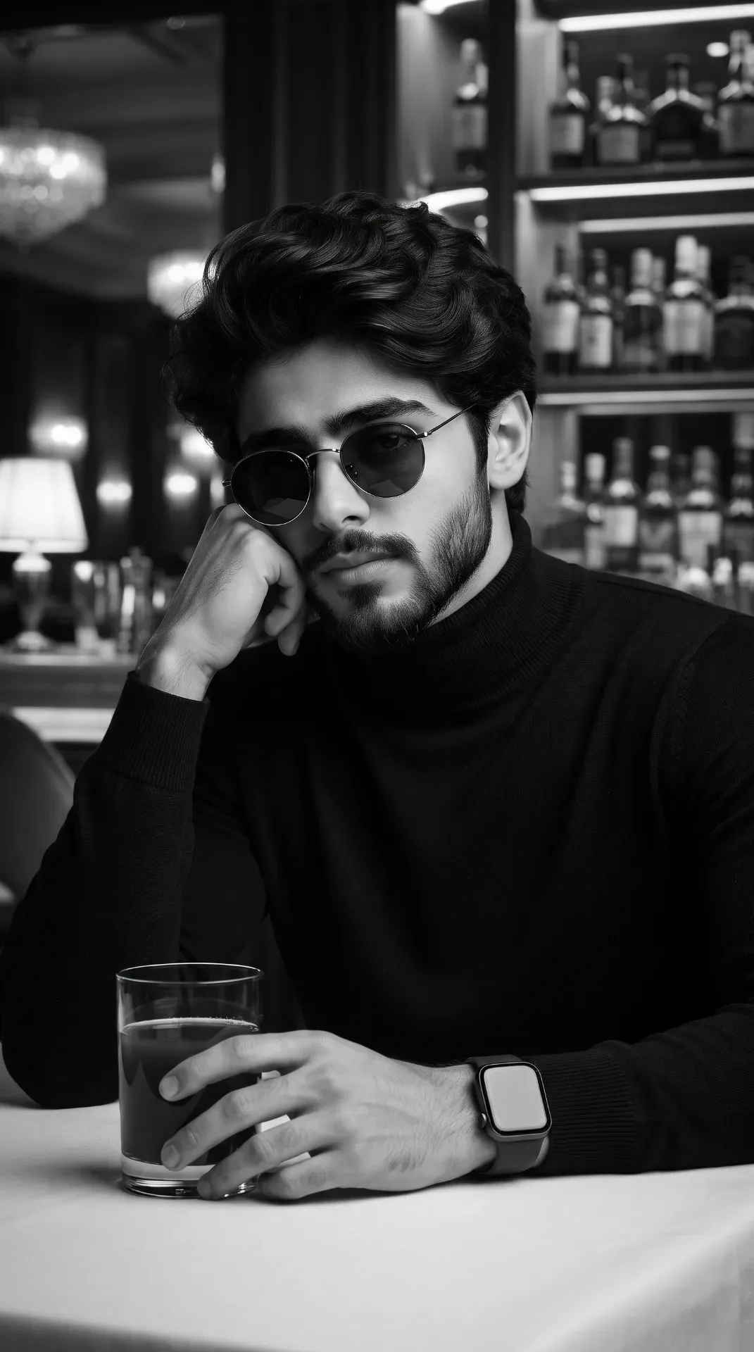 Ultra Realistic Luxury Black And White Cinematic Male Portrait AI Photo Prompt preview example result