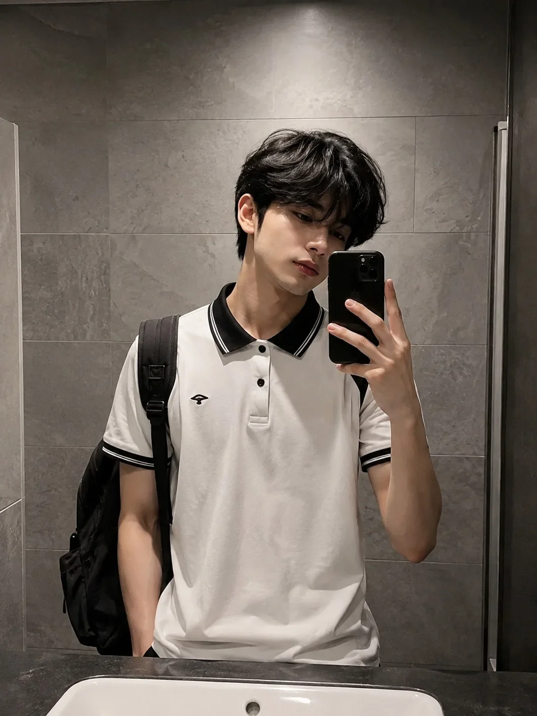 Ultra-realistic Minimalist Schoolboy Mirror Portrait Premium Editorial . AI Photo Prompt preview example result