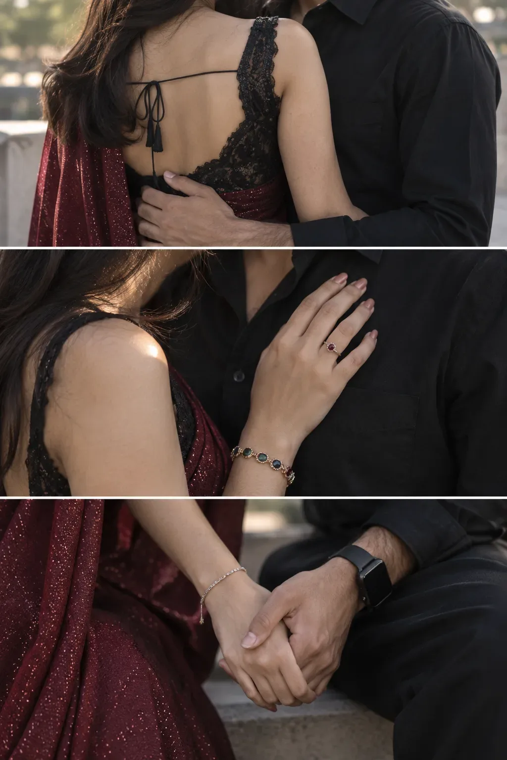Ultra Realistic Three Panel Portrait Of A Romantic Couple AI Photo Prompt preview example result