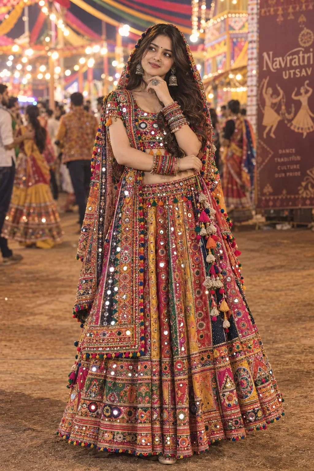 Ultra realistic, ultra detailed full body indian traditional fashion portrait preview example result