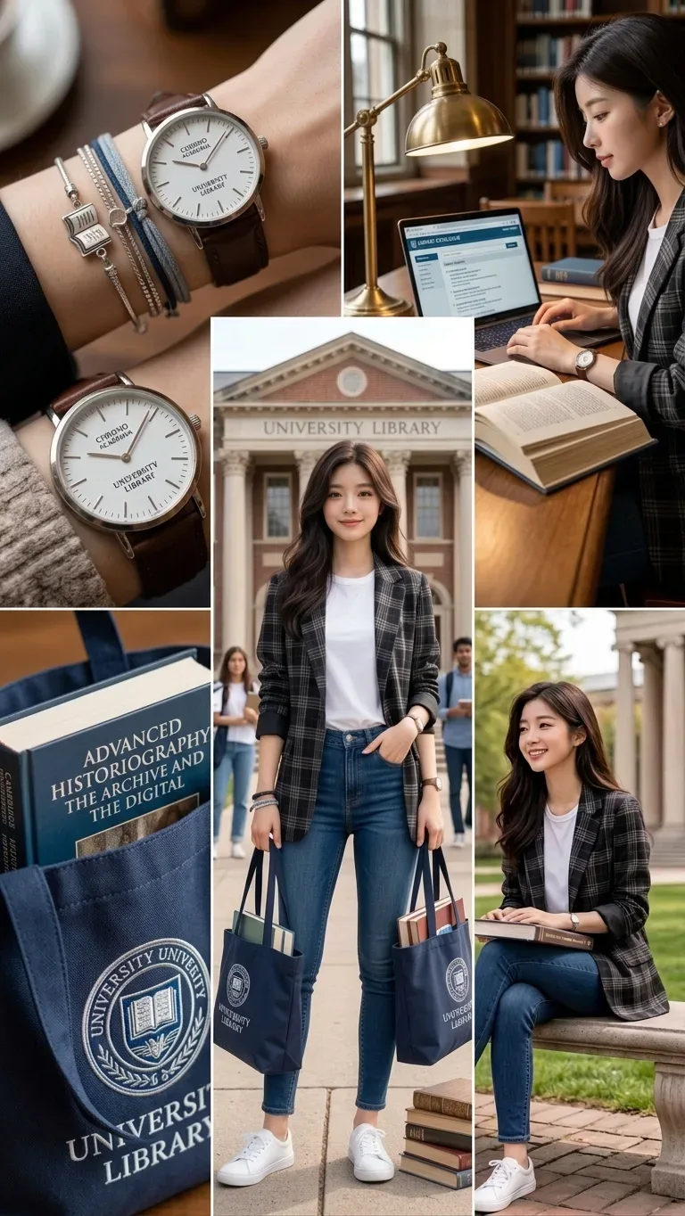 University Librarian Academic Collage AI Photo Prompt preview example result